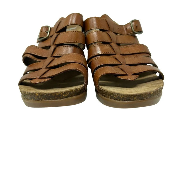 Dansko Dina Cognac Tan Leather Strappy Block Heel Sandals Size 41 US 10.5-11 - Picture 3 of 7
